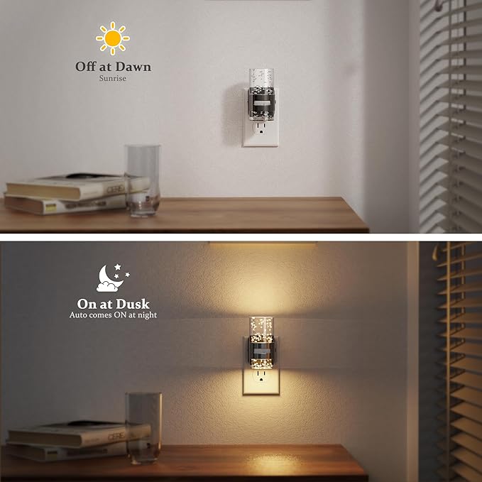 JandCase Motion Sensor Night Light, Night Lights Plug Into Wall, 2 Pack 3000k LED Dimmable Night-Lights with Adjustable Brightness, 0-100Lm, Motion Activated Nightlight for Bathroom, Hallway, Bedroom