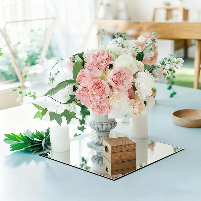 30PCS Square Mirrors for Centerpieces for Tables, 6" Square Flat Mirrors Trays Plates for Centerpieces for Table Decorations, Square Mirror Candle Plates for Wedding Table Centerpieces
