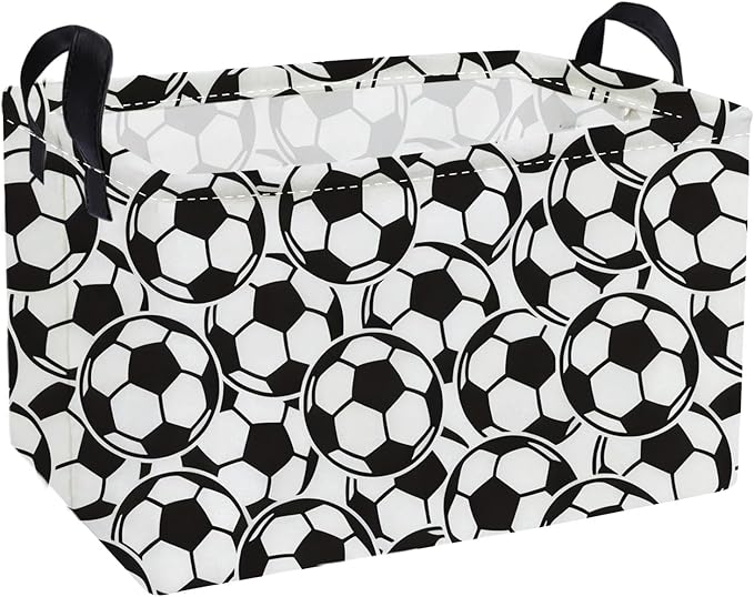 Essme Rectangular Soccer Baskets,Kids Storage Box, Easter Basket for Girls with Handles for Room Decor, Book Bins,Shelf Basket.( Soccer basket)