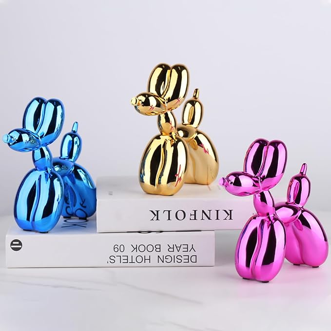 Balloon Dog Sculpture Modern Home Decor Collectible Figurines Funky Statues for Bedroom Trendy Animal Decor for Coffee Table Living Room Decor Art Resin Decor Office Standing Desk Decor