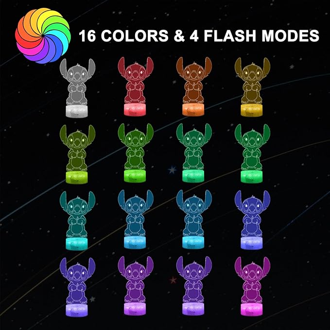 Cute Night Light, 3D Bedroom Decor Birthday Christmas Party Smart Remote Control Boy Gifts for Children's Room Decor 16 Color LED Lamp (Baby Cute)