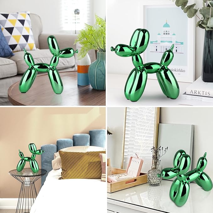 Green Balloon Dog Decor,Balloon Animal Preppy Room Shelf Decor,Cute Statue Home Decors,Office,Bedroom Modern Sculpture Desk Decoration,Green Decorations Gifts