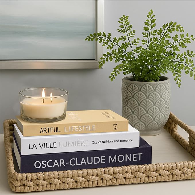 Decorative Books for Home Decor - Set of 3 Linen Fake Books for Decoration, Coffee Table Book Decor for Mantle/Bookshelf/Bedside/Photo Storage/Keepsake Box