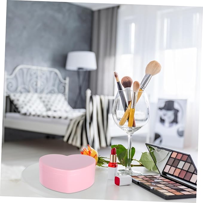 GALPADA Double Layer Heart Shaped Jewelry Box with Makeup Mirror Portable Necklace and Earrings Storage Case for Pink Trinket Organizer for Tabletop Use