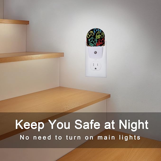 Gampad Gamer Night Light,Night Lights Plug into Wall Decor for Stairway/Hallway/Kitchen,Dusk to Dawn Sensor Nightlights for Boys/Girls/Women/Men Room Gifts