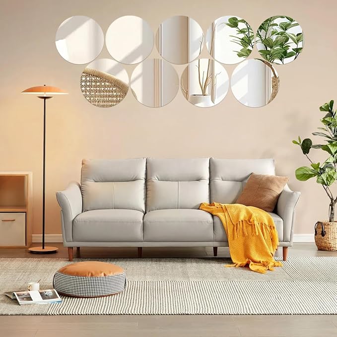 20 Pack Round Mirror Centerpieces for Tables, No Glass AcrylicCircle Mirror Table Centerpieces Mirror Tray Candle Plates for Wedding Table DecorationChristmas Home Decor (6inch)