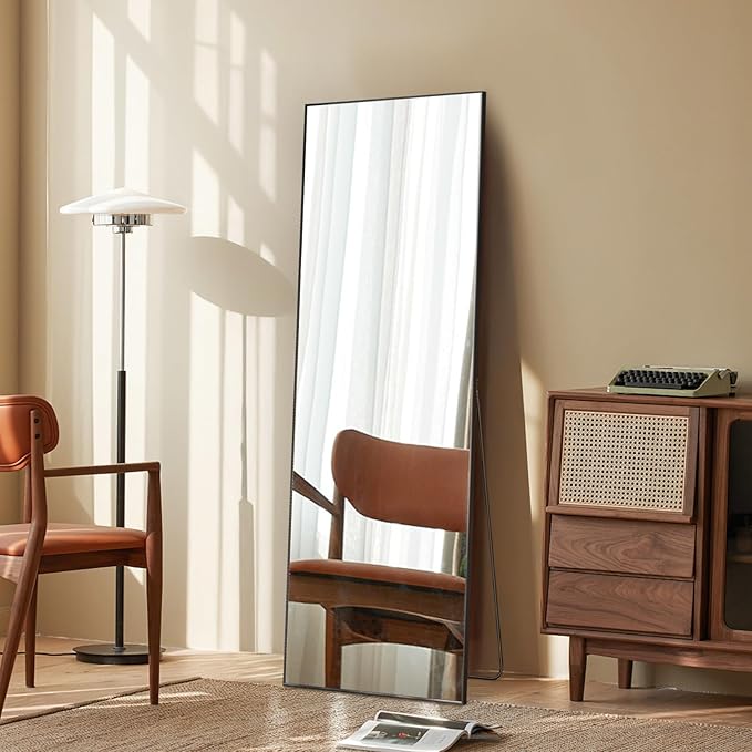 NEWBULIG Full Length Mirror, Full Body Floor Mirror with Aluminum Alloy Thin Frame, Wall or Standing Mirror for Bedroom, Living Room, Dressing Room