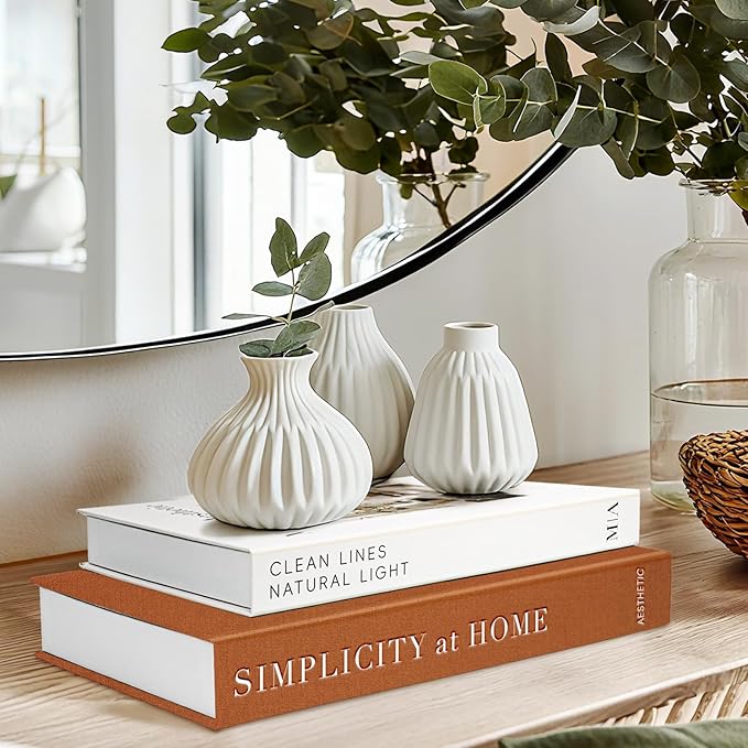 Modern Decorative Books for Home Coffee Table Decor - Fake Books Storage Box for Decoration - Set of 2 Faux Book Photo Storage Keepsake Box for Room Bookshelf Decor, Brown