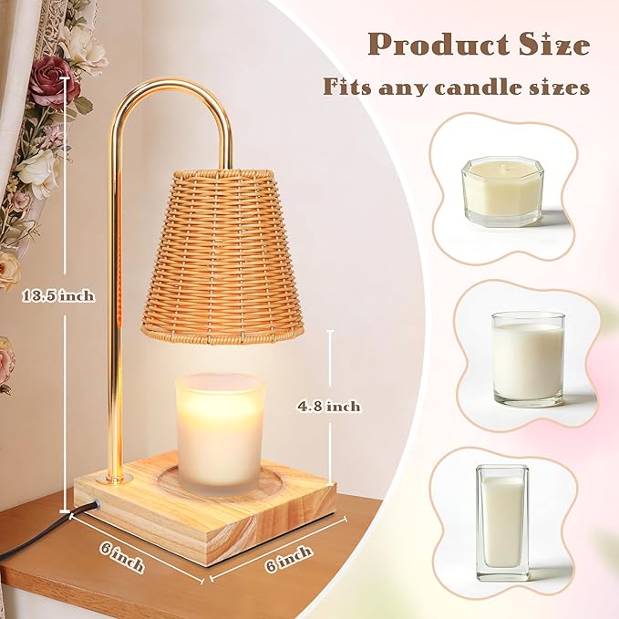 Crystal Club Candle Warmer Lamp with Timer & Dimmer, Modern Farmhouse Wax Melt Warmer for Jar Candles, Candle Lamp Warmer for Home Decor, Birthday Gifts for Women Mom