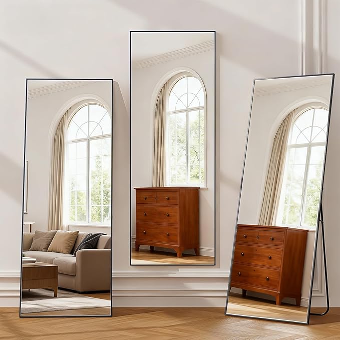Simple Deluxe Full Length Mirror, 59"x16" Large Floor Mirrors, for Wall Door Bedroom Bathroom Living Room (Black)