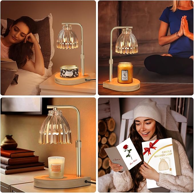 Mothers Day Gifts, Candle Warmer Lamp with Adjustable Height, Timer & Dimmer, Birthday Gifts for Women, Elegant Gift Box & Greeting Card, Candle Lamp with 2 Bulbs for Home Decor/Bedroom/Office
