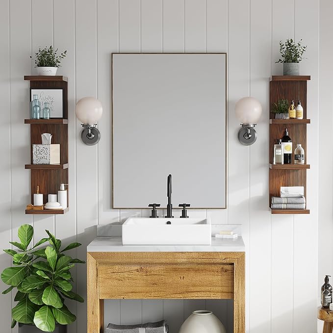 LitaEther Lack Wall Shelf,Display Floating Shelf (Solid Wood, 4 Tier)