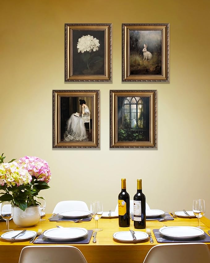 KBKBART Gold Framed Wall Art Canvas Print Home Decor for Living Room Women Reading Pictures for Bedroom Bathroom Wall Decor Women Portrait Art Wall Painting Vintage Art Prints Room Wall Decor 9x12Inch