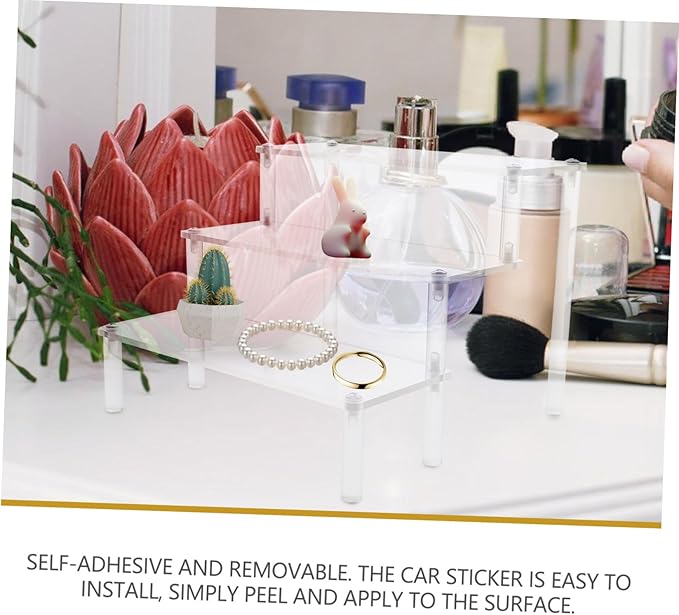 2pcs Stable Perfume Display Rack Acrylic Riser Stand Organized Shelf for Makeup Organizer