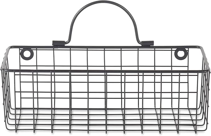 DII Farmhouse Vintage Décor, Wire Wall Basket, Assorted, Black, 2 Piece (Pack of 2)
