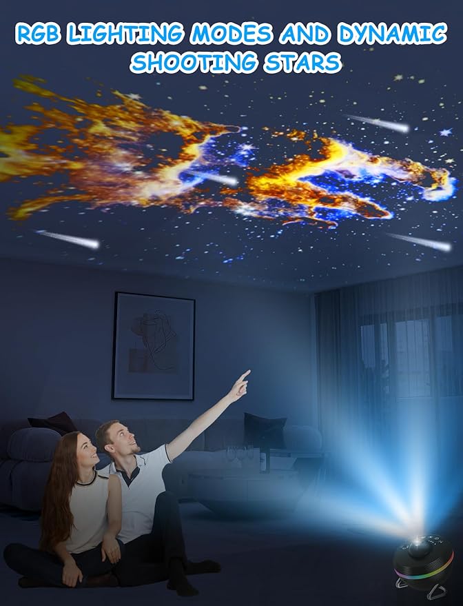 Galaxy Projector - 13 in 1 Star Projector Planetarium Dynamic Meteor & RGBCW Dynamic Effects with Timer&180° Adjustable Bracket, 13 HD Image Film Discs Star Night Light Projector for Bedroom/Christmas