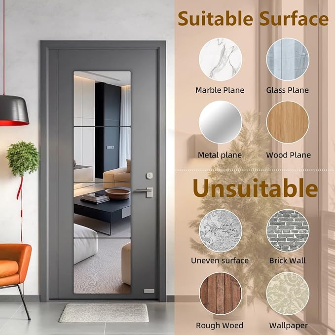 Stick on Small Mirror for Wall Decor Plastic Non Glass Sticky Kids Safety Toddler Mirrors, 4 Pack 15.8”x15.8” Acrylic Mirror Tiles Shatterproof Mirrors Sheet for Bedroom Unbreakable Adhesive Mirror's