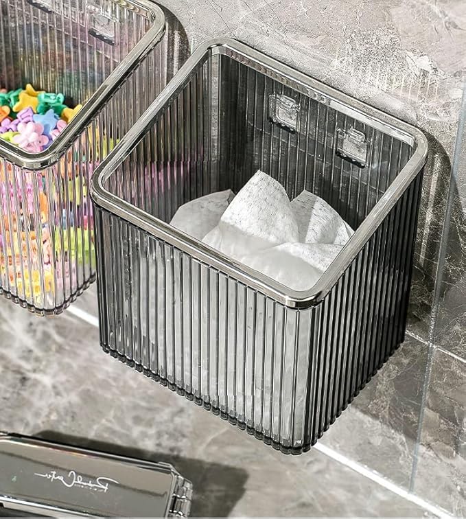 Floating Shelves | Space-Saving Floating Organizer for Kitchen, Bathroom & Office | Plastic Storage Shelves for Makeup & Home Decor (Transparent and Silver)