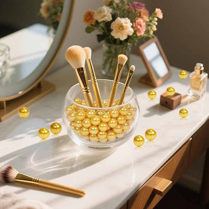 1400Pcs Gold Vase Filler Pearl Beads for Crafting 8mm Beads No Holes Decor Suitable for Wedding Decor, Party Decorations, Centerpiece Table Decorations