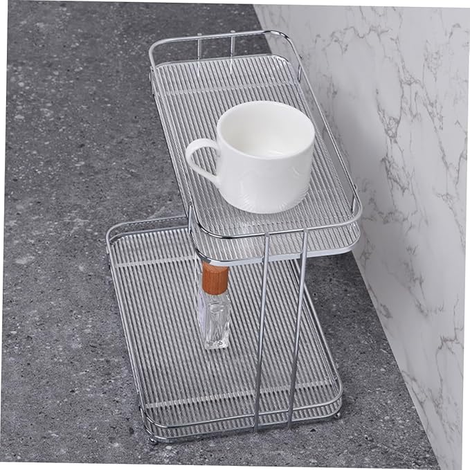 Cabilock 2tier Bathroom Countertop Organizer for Cosmetics Acrylic Storage Shelf Stylish and Sturdy Vanity Rack for Toiletries and Makeup Easy to Clean and Install Space-Saving for Bathroom