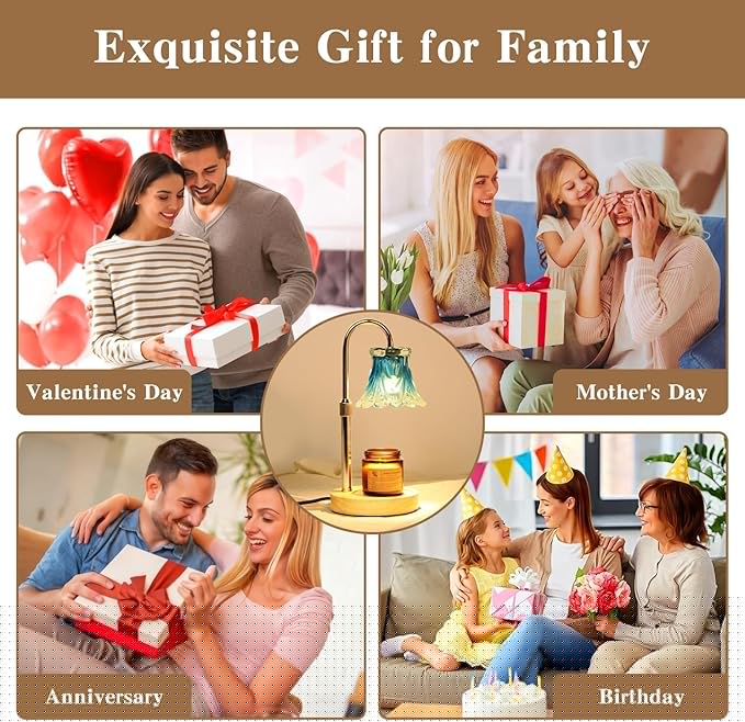 GEEZO Fragrance Candle Warmer Lamp，Electric Candle Warmer with Timer & Dimmer，Mom Christmas Birthday Gifts for Women, House Warming Gifts New Home Bedroom Decor