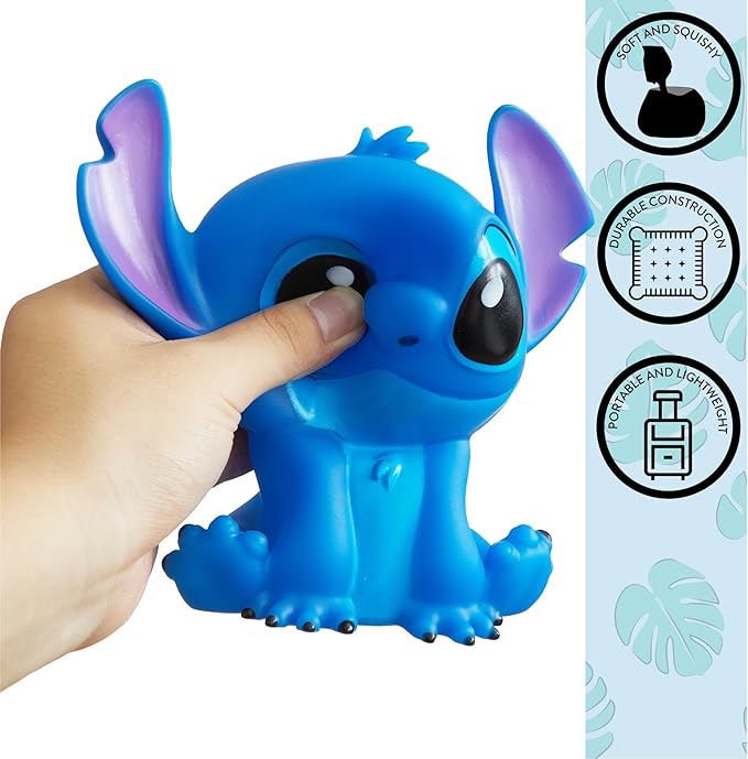 Disney Stitch Squishy Night Light 6" LED Soft Mood Lamp for Decor, Kids Bedrooms, Collectors & Gift Giving
