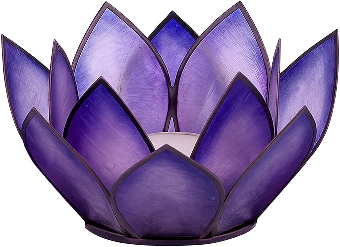 Om Gallery Capiz Shell Lotus Flower Decor Tealight Candle Holder for Serene Ambiance -Paradise Natural Shell Mini Candle Holders for Meditation, and Relaxation, Passion