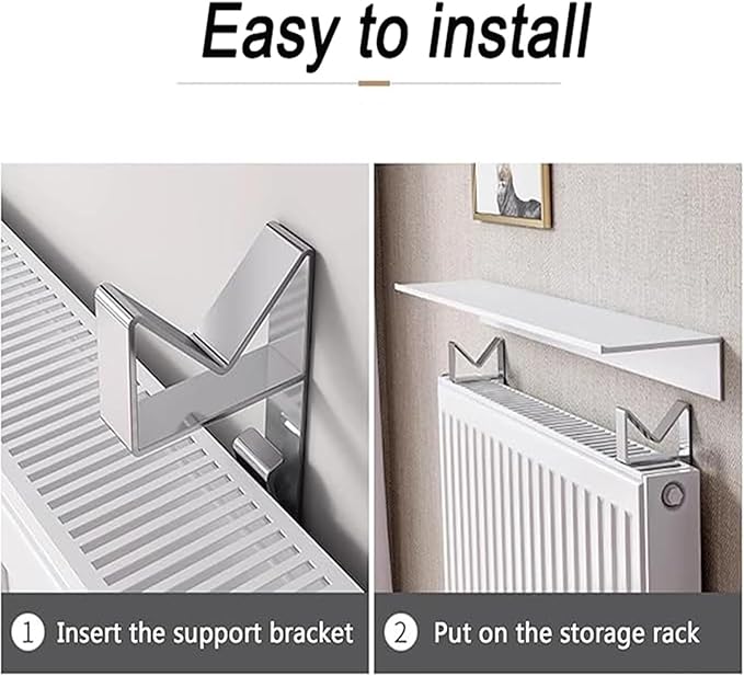 Radiator Shelf Top Bracket Cover Small Floating Organizer Rack for Home Living Room Bedroom Hallway, No Drill Shelf (White, 19.6 in)