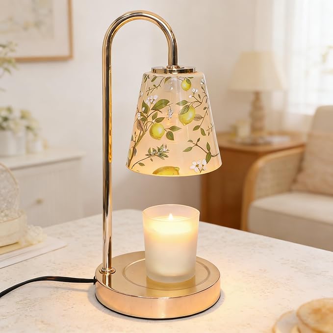 Crystal Club Lemon Candle Warmer Lamp with Timer Dimmer, 4-Level Brightness Wax Melt Warmer with 2×50W Bulbs, Candle Warmer for Scented Jar Candles Lights, Birthday Gifts for Women Mom