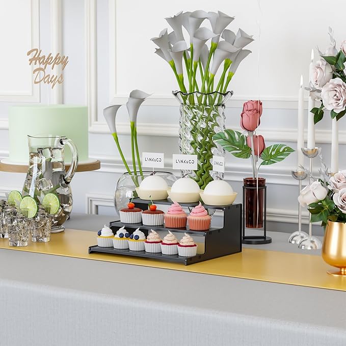 Yieach Cologne Stand for Men,3 Tier Black Perfume Tray for Cologne,Acrylic Display Risers for Collection,Fragrance,Cupcake,Figure Display Shelf,Perfume Stand Organizer,Product Fragrance Display Stand