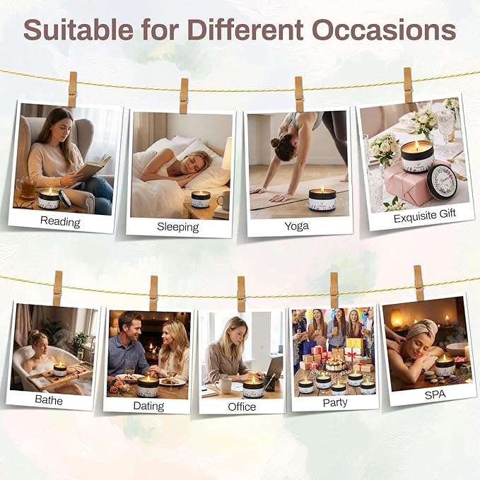TTRWIN Relaxing Scented Candles Gift Set - 6 Natural Soy Wax Candles for Cosy Home, Aromatherapy Soy Candles in Jars, Stress Relief and Gifts, Christmas, Birthday, Spa Scents for Women, Men