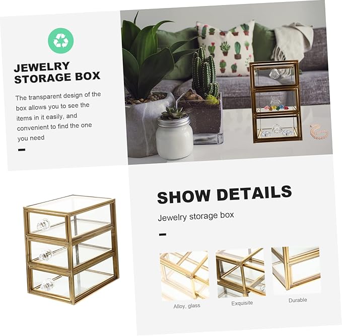 Holibanna Earring Holder Drawer Storage Box Makeup Case Organizer Cosmetics Storage Space-saving Desktop Holder