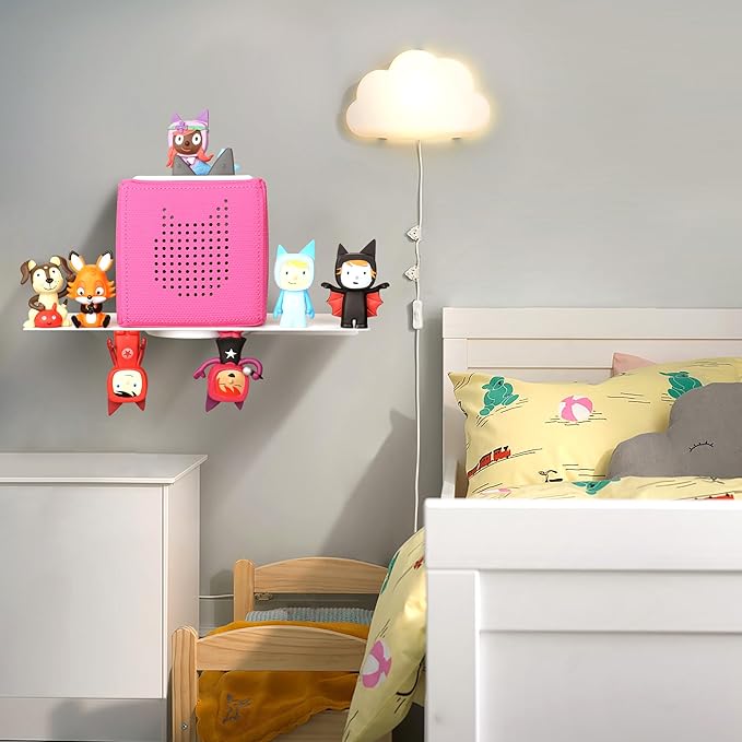 Longboard Tonies Storage Shelf for Tonies Box Organizer & Tonies Figures – Magnetic Metal Floating Shelves for 25~35 Tonies Characters ＆ Toniebox 1/2 Player, Designed for Kids' Gifts