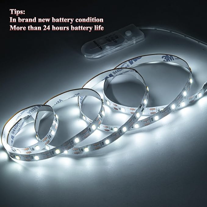 2-Pack LED String Lights Battery Powered, 1.64ft White LED Fairy Lights Battery Powered, With blinking function, Decor Rope Lights for DIY Parties, Weddings, Patios, and Christmas Decorations.