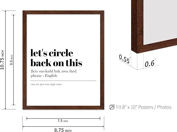 Poster Master Typography Poster - Retro Dictionary Print - Let's Circle Back on This Definition, Book Page, Funny - Gift for Colleague, Friend - Wall Decor for Home, Office, 8x10 Brown Framed