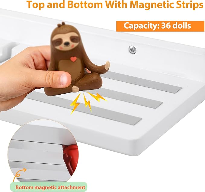 For Tonies Figures Shelf Magnetic,for Tonie Box Wall Shelves,for Tonies Characters Organizer Audio Toy Storage (Holds 36 Figurines),Compatible Charging Station for Children Kid's Room,Oak Wood,White