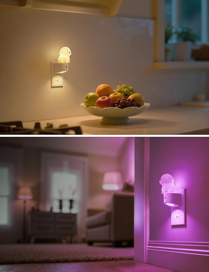 L LOHAS LED Night Light for Kids, 3D Dog Night Light Plug in, Dusk to Dawn Nursery Night Lights, RGB+Soft White 3000K, 3 Lighting Modes, Room Decor, Children