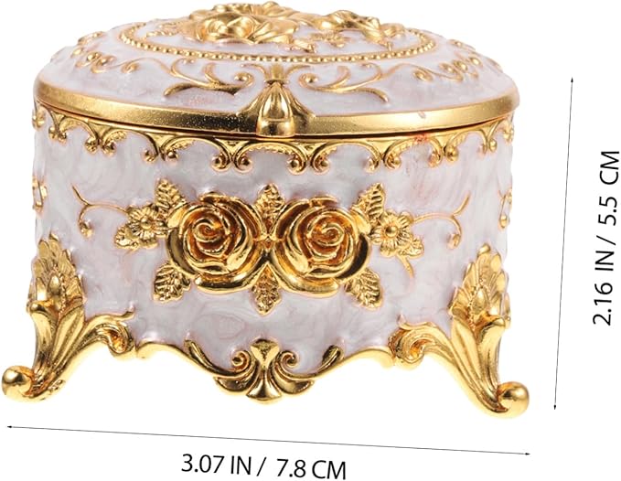 Retro High-grade Wear-resistant Alloy Jewelry Storage Box with Embossed Enamel Design Vintage Style Necklace Organizer for Cosmetics and Accessories