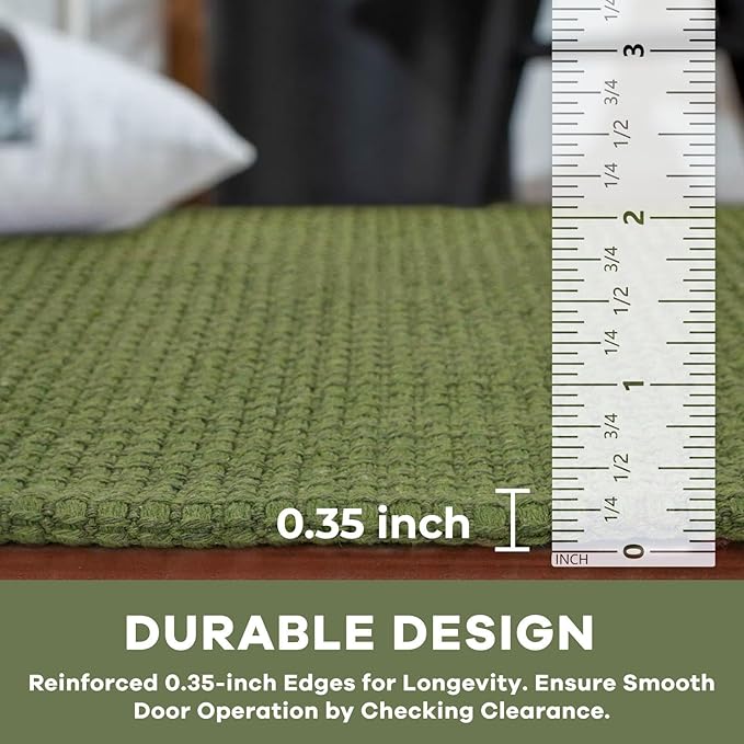 KOZYFLY Extra Long Runners for Hallways 3x18 ft Washable Kitchen Runner Non Slip Rubber Backed Hallway Rug Cotton Entryway Runner Rug Floor Carpet for Indoor Hall, Kitchen, Bright Green/Earthy Green