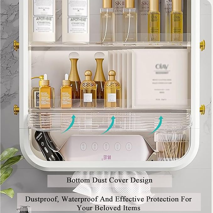 JATIBOSH Wall-Mounted Makeup and Skincare Organizers Cosmetic Storage Box for Bathroom, Living Roomand Bedroom, Wall Floating Shelves Organizer Transparent Multi-Function Floating Rack