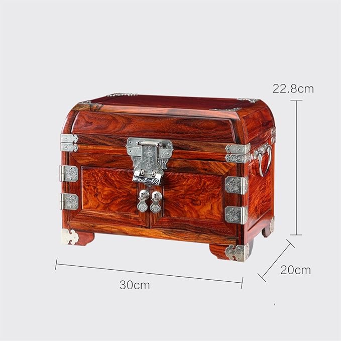 Jewelry storage box Makeup Organizers Traditional Wooden Jewelry Box Treasure Box - Oriental Style Wooden Box for Jewelry, Vintage Treasure Chest with 3 Drawer - Antique Storage Box Jewelry Case
