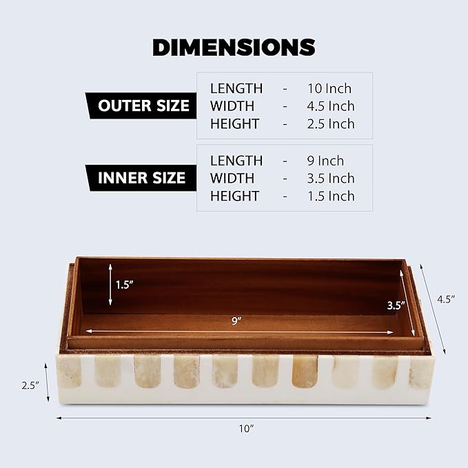 Handicrafts Home Decorative Storage Box 10x4.5 – Remote Control Holder, Jewelry Organizer, Modern Decorative Box with Lid, Boho Chic Home Décor Accent, Vintage Memory Box for Living Room Shelf Décor