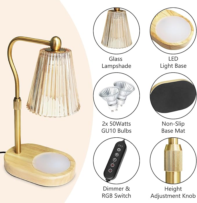 Imenlox Candle Warmer Lamp, with Timer and Dimmer, Adjustable Height, for Mom, Birthday for Women Mom, House Warming Gifts Room Decor, Wax Warmer (7 Color)