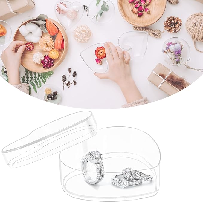 KissYou Acrylic Box Clear Display Boxes with Lid Heart-shaped Cube Crystal Jewelry Display Boxes with Lid for Graduation Wedding Birthday Party Candy Boxes