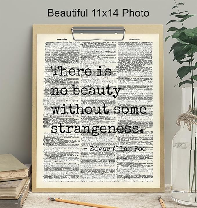 Edgar Allan Poe Gothic Art LARGE 11x14 - Retro Goth Wall Decor for Home, Office, Living Room, Bedroom, Bathroom - Famous Quotes Typography Wall Art for Poetry Fans, Vintage Horror Fans - Unframed