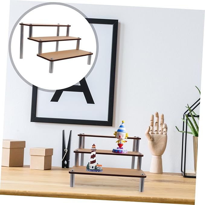 Unomor Rustic Wooden Display Rack Makeup Organizer Perfume Holder Earring Riser Stand Home Decor
