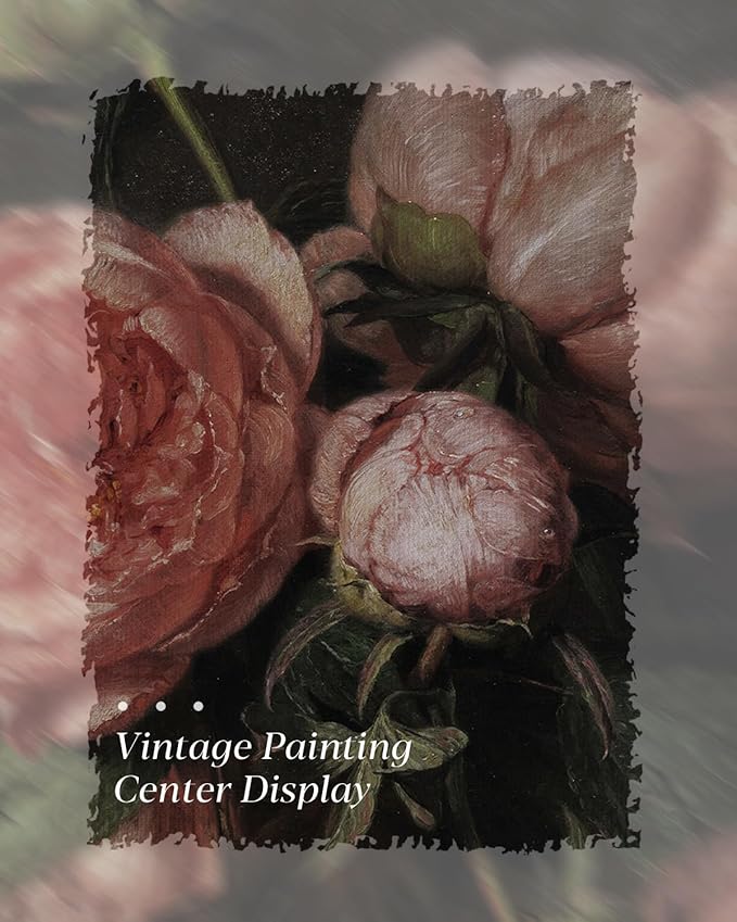HUARCEY Framed Canvas Wall Art Prints, Bathroom Shelf Vintage Decor Aesthetic, Peony Floral Paintings Farmhouse Wall Decor, Retro Table Desk Decoration for Bedroom Living Room, 8x10Inch