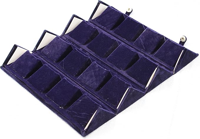 atorakushon Blue Velvet Vanity Box Make-Up Jewellery Earrings Utility Toiletry Wardrobe Organizer Pouch Travelling Box For Women's Set of 1