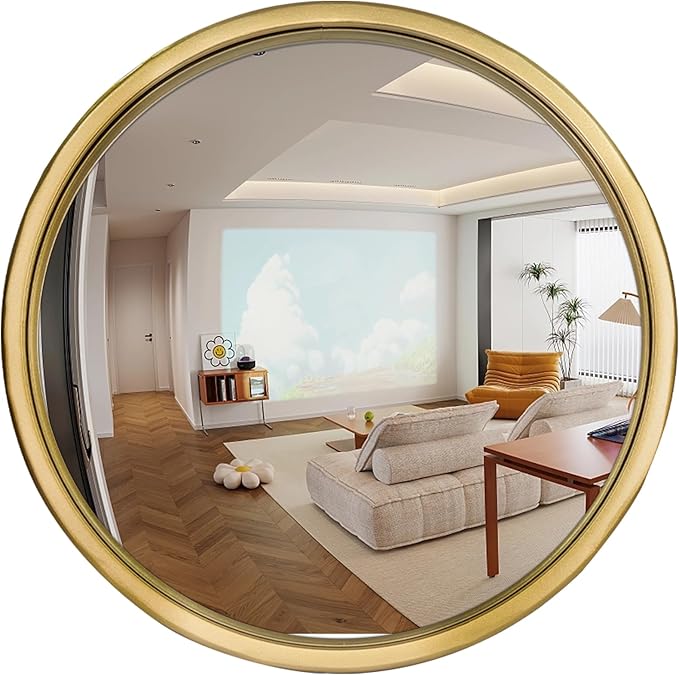 12" Gold Round Convex Mirror, Small Circle Wall Mirror with Thick Metal Framed, Round Decorative Wall Mirrors for Bathroom, Vanity