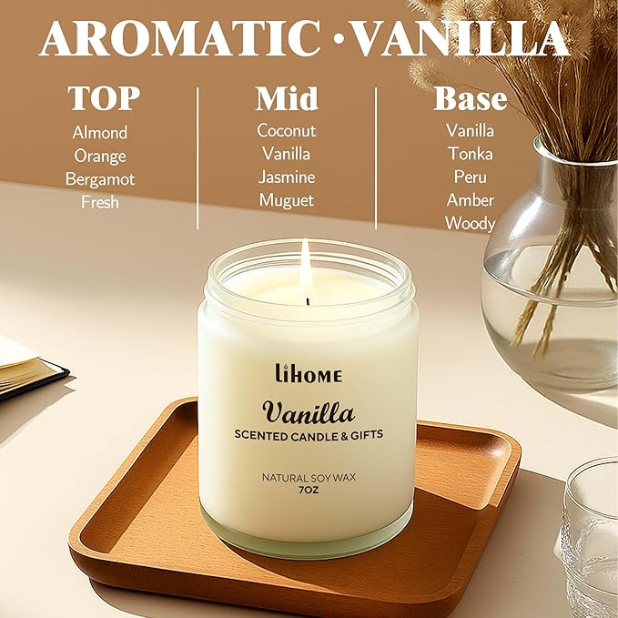 Candles Gifts for Women - Scented Candles, Natural Soy Wax Candles for Home Scented Perfect for Christmas, Birthday, Mother's Day, Vanilla Candle